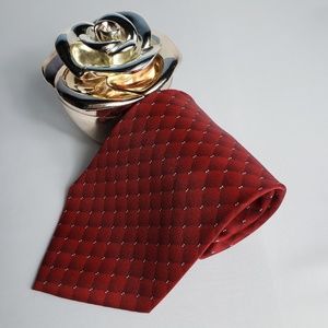Christian Pelini men's necktie red tartan diamond